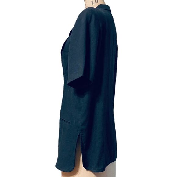 Black Petite Linen Mix Short Sleeve Jacket - Picture 3 of 10